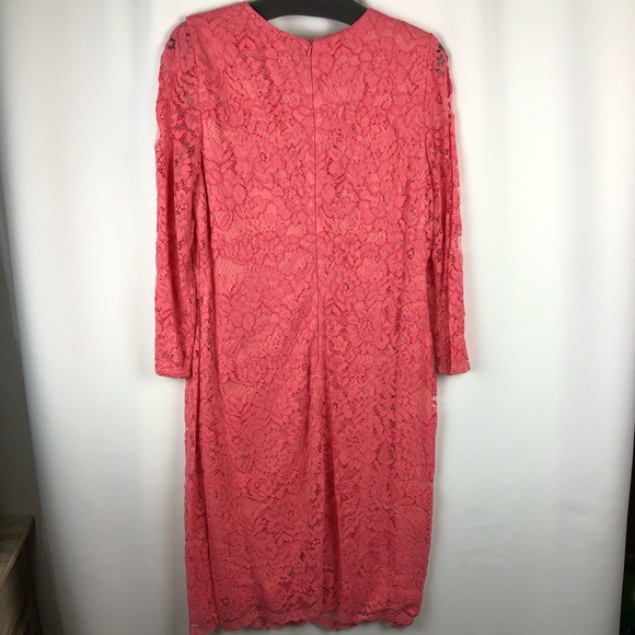 American Living Coral Pink Knee Length Lace Dress - Size 14 - Picture 8 of 14